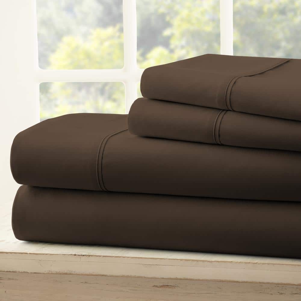 Chocolate Twin Microfiber and Cotton Sheet Set