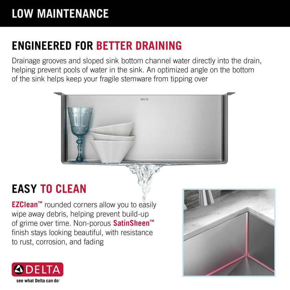Delta 23-inch Stainless Steel Undermount Single Bowl Kitchen Sink