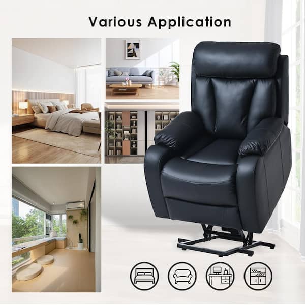 Merax Black PU Power Lift Recliner with Remote Control and Side Pocket GCCPXNS00029