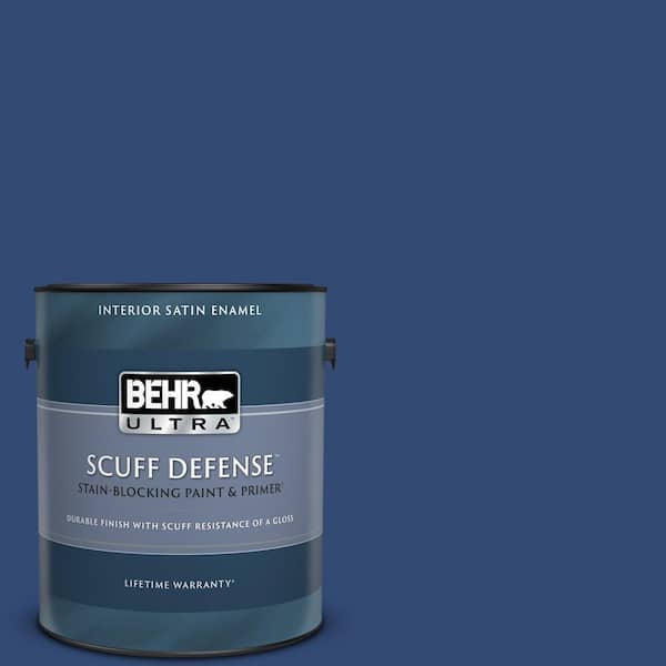 BEHR ULTRA 1 gal. #S-H-580 Navy Blue Extra Durable Satin Enamel Interior Paint & Primer