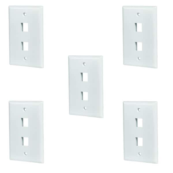 Commercial Electric White 2-Gang 1-Decorator/Rocker/1-Duplex Wall Plate (5-Pack)