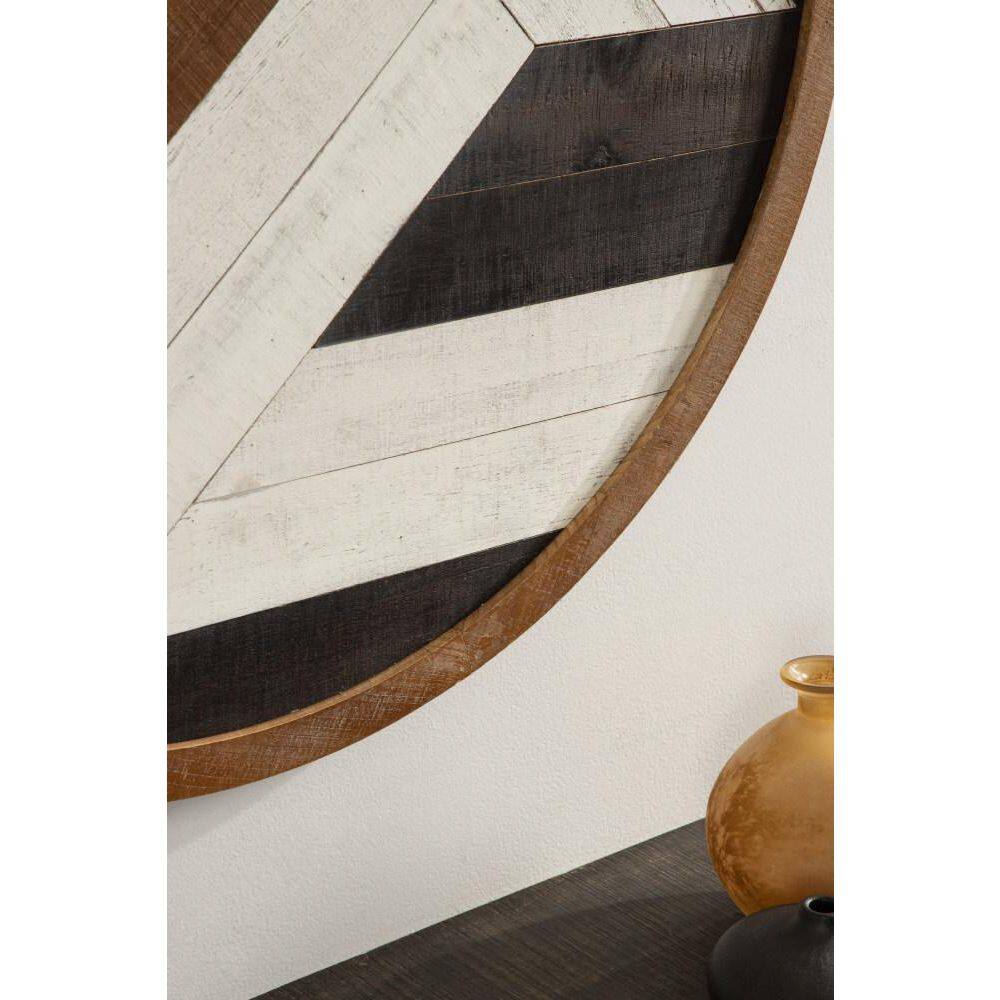 Ballez 28" Multicolored Rustic Round Wood Wall Art Plaque