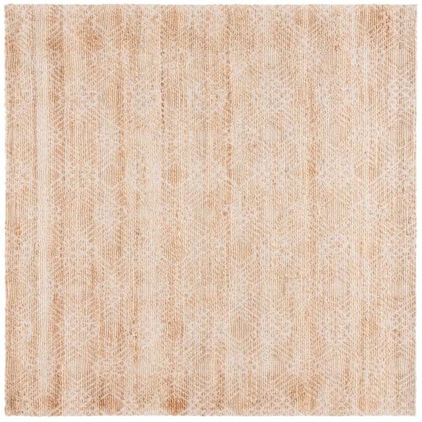 Natural Fiber 7 ft. x 7 ft. Natural/Ivory Diamond Geometric Square Area Rug