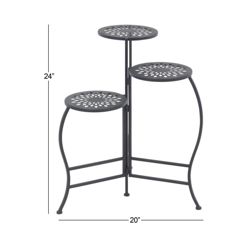 Black Metal 3-Tier Indoor Outdoor Floral Plant Stand