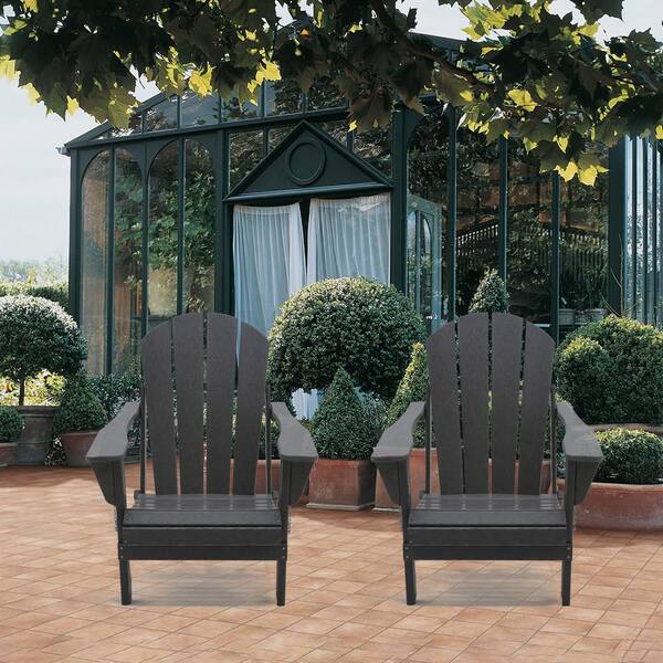 Uixe Gray Folding Plastic Adirondack Chair (Set of 2) ADK-2SET-HS