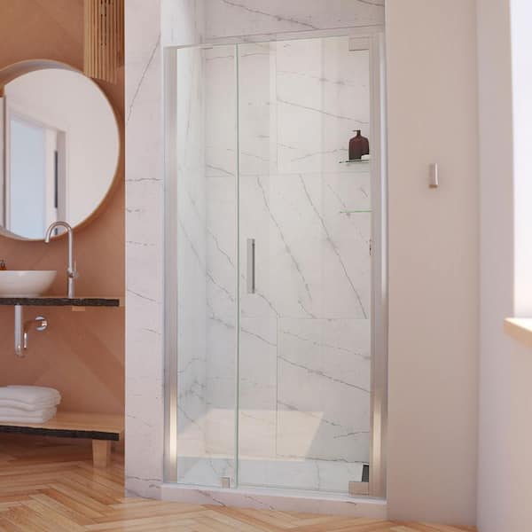 DreamLine Elegance-LS 38-3/4 in. to 40-3/4 in. W x 72 in. H Frameless Pivot Shower Door in Brushed Nickel