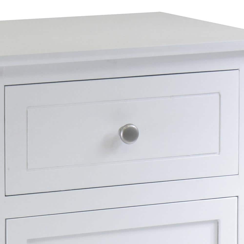 Eugene Transitional White Wood Nightstand with Drawer and Cabinet
