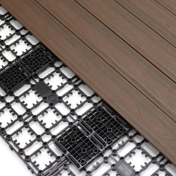 NewTechWood 4.32 sq. ft. Deck-A-Floor Premium Modular Composite Outdoor Flooring System Kit in Spanish Walnut