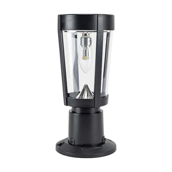 Amphora Solar Post Light and Pier Light Set, Black Resin Outdoor Weather Resistant Dusk to Dawn LED (Post Compatible)