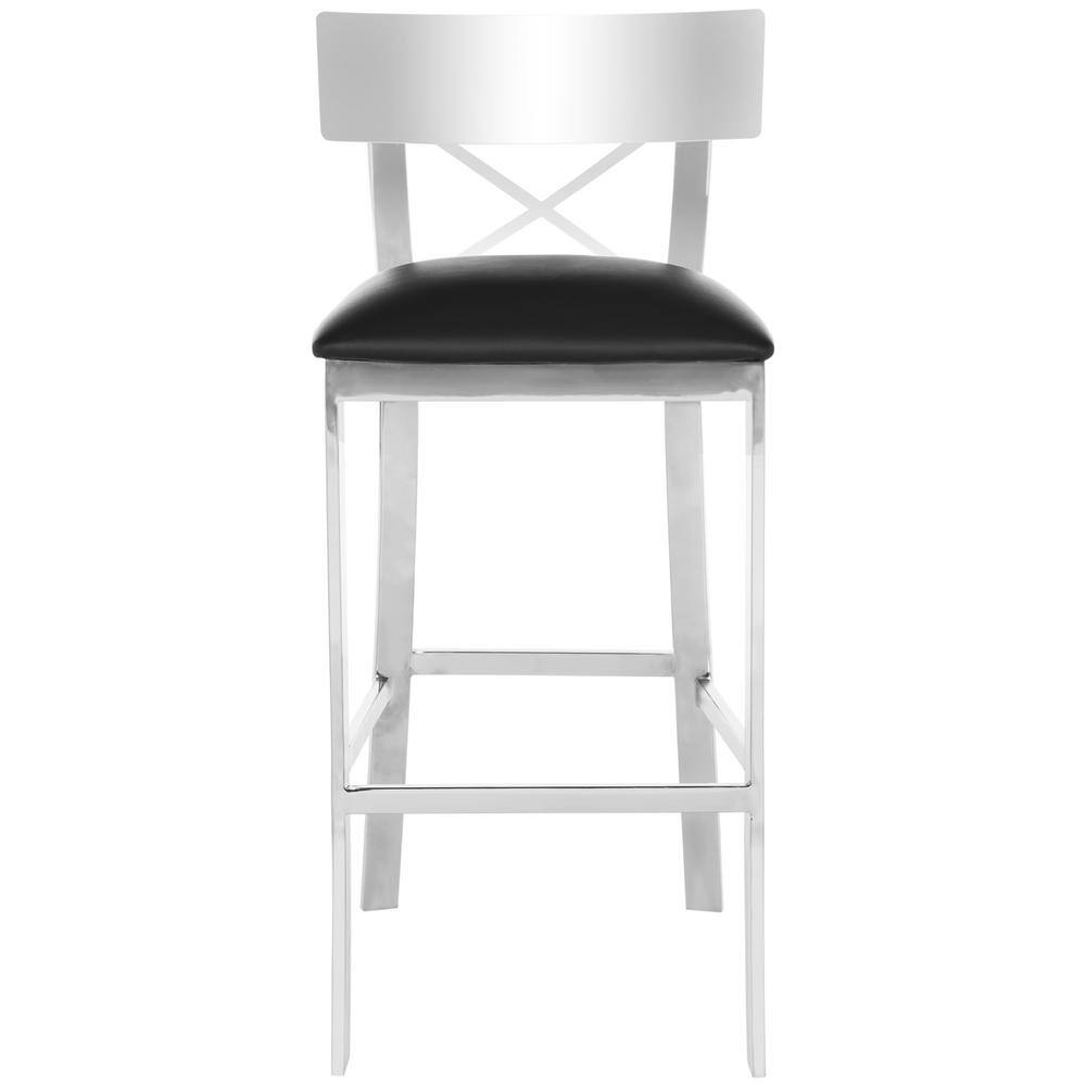 Elegant 39'' Black Leather & Chrome Stainless Steel Bar Stool