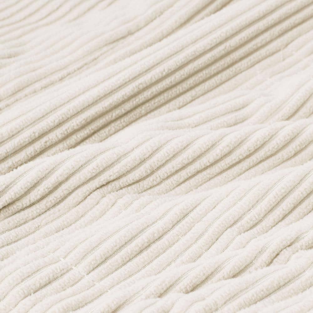 Twin Ivory Knitted Micro Fleece Heated Blanket