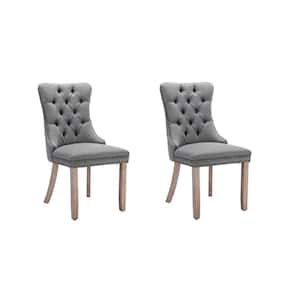 TD Garden Solid Wood Outdoor Dining Chair with Gray Cushions (2-Pack)
