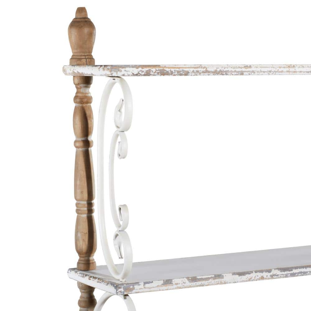 75" White and Brown Wood 5-Tier Farmhouse Baker's Rack