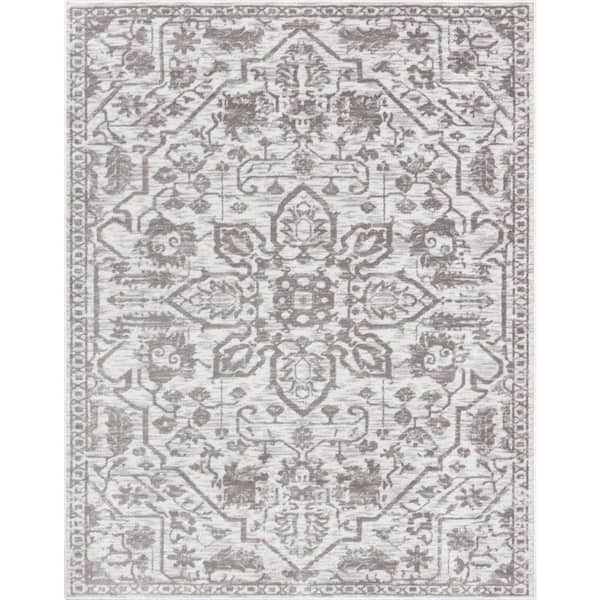 Dazzle Disa Cream Vintage Distressed Medallion Oriental 7 ft. 3 in. x 9 ft. 3 in. Area Rug