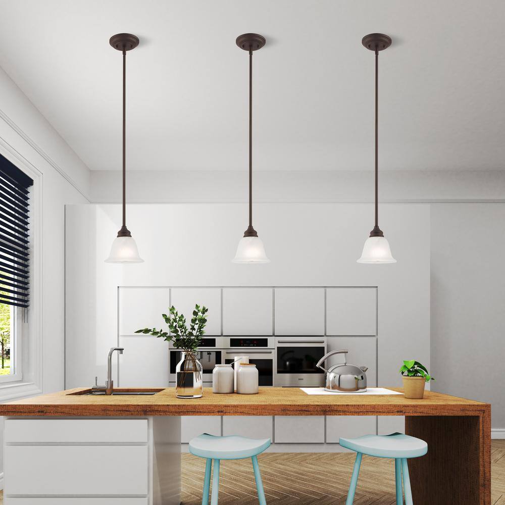 Essex Traditional Bronze Mini Pendant with Alabaster Glass Shade