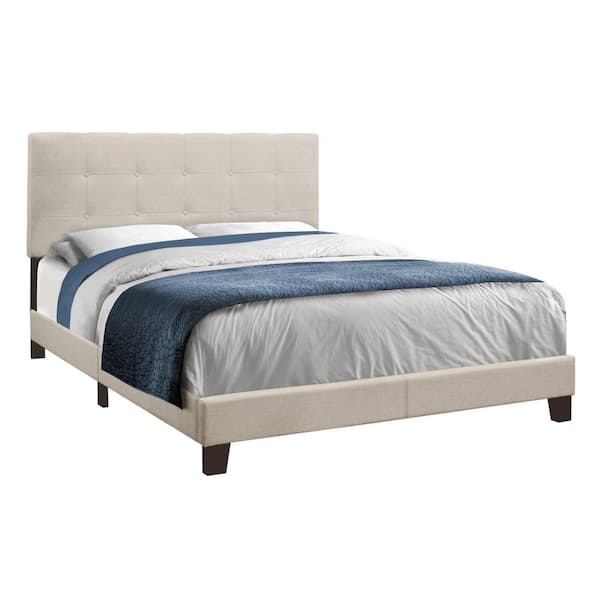 Unbranded Beige Linen Queen Size Bed