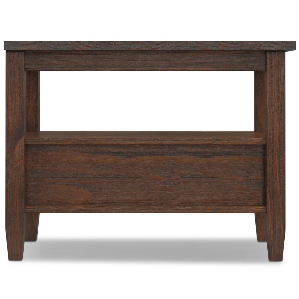 Distressed Charcoal Brown Solid Wood Narrow Side Table with Storage