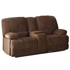 Kevin 73 in. Brown Polyester 2-Seater Reclining Loveseat with Square Arms