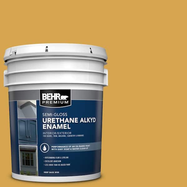 BEHR PREMIUM 5 gal. #M290-6 Plantain Chips Urethane Alkyd Semi-Gloss Enamel Interior/Exterior Paint