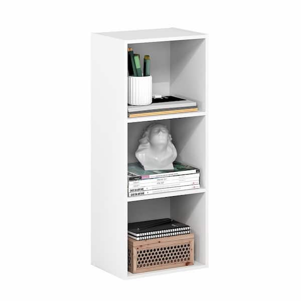 Furinno LUDER 31.5 in. Tall Plain White Wood 3-Shelf Bookcase
