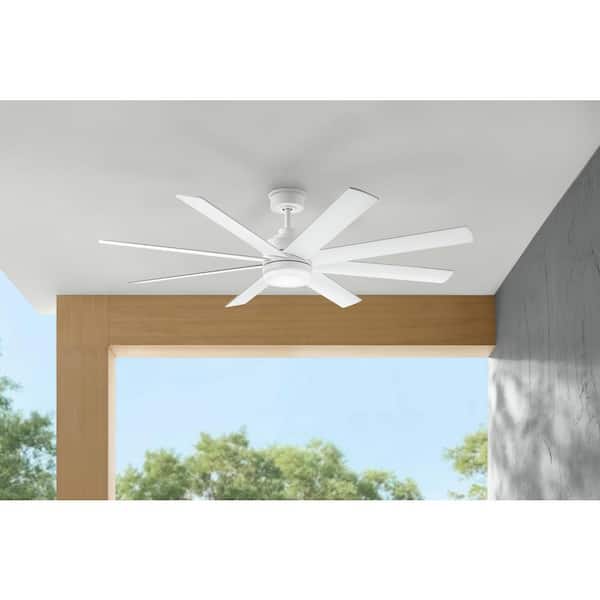 Home Decorators Collection Celene II 62 in. Indoor/Outdoor Matte White DC Motor Ceiling Fan with Adjustable White Integrated LED w/ Remote Included