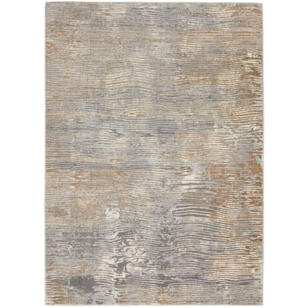 Solace Grey/Beige 5 ft. x 7 ft. Abstract Contemporary Area Rug