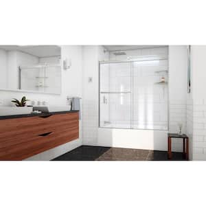 Sapphire-V 60 in. W x 62 in. H Sliding Semi-Frameless Bypass Tub Door in Brushed Nickel with Clear Glass