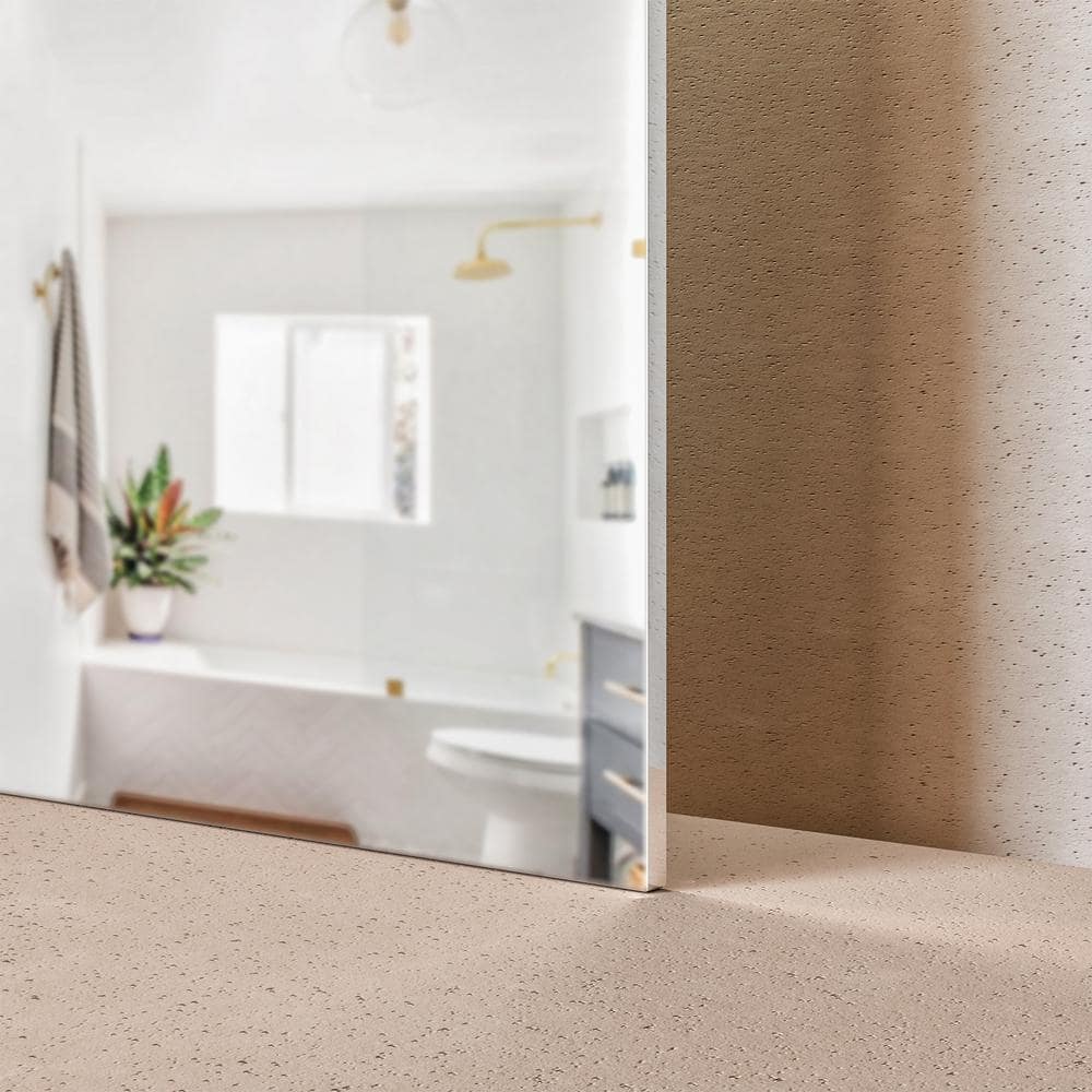 Sleek 48" Frameless Rectangular Silvered Wall Mirror