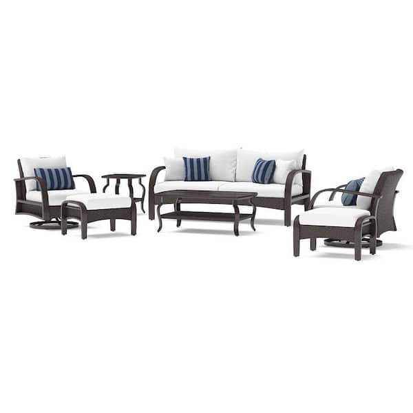 RST BRANDS Barcelo 7-Piece Wicker Patio Conversation Set with Sunbrella Centered Ink Cushions