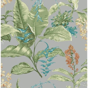 Maui Grey Botanical Paper Strippable Roll (Covers 56.4 sq. ft.)
