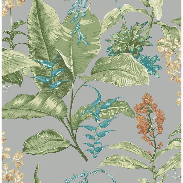 Maui Grey Botanical Paper Strippable Roll (Covers 56.4 sq. ft.)