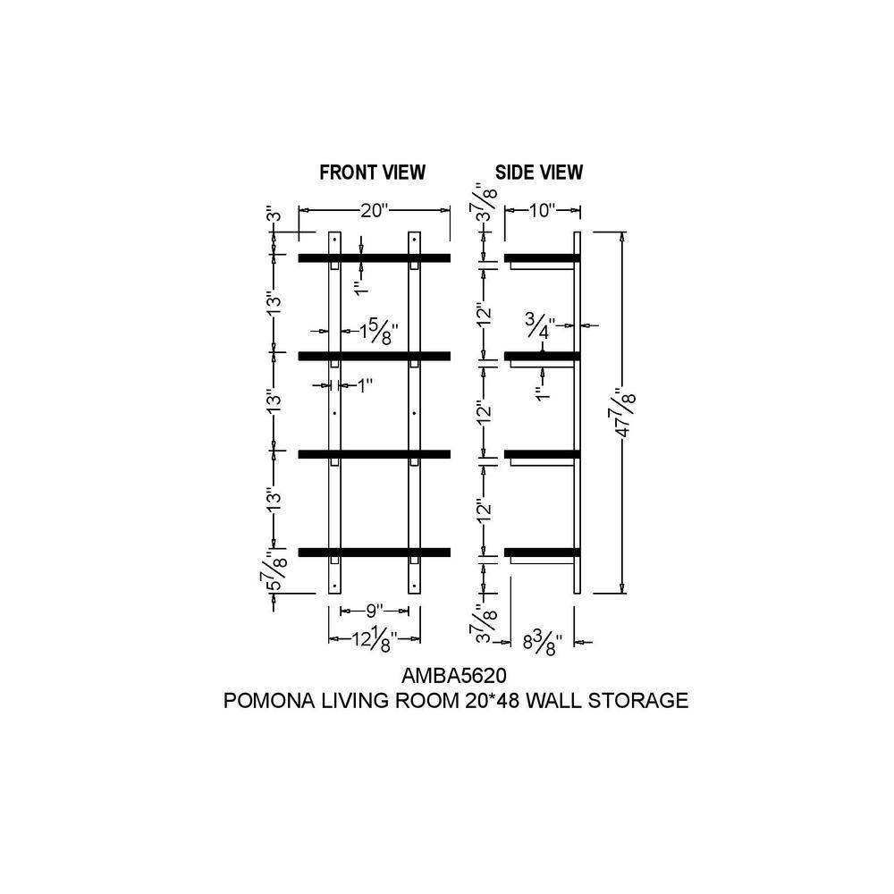 Pomona 48"H Metal and Solid Wood Wall Shelf