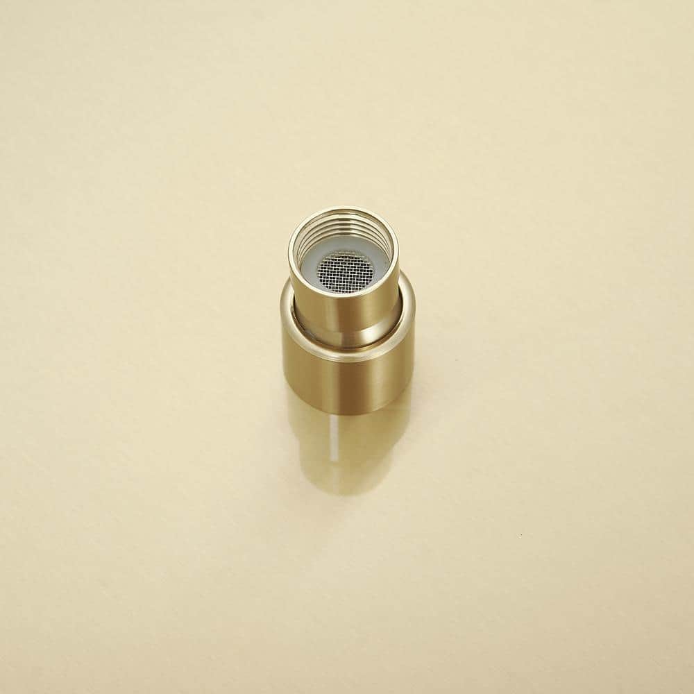 1-Spray 16 in. Single Wall Mount Square Fixed Rain Shower Head in Brushed Gold