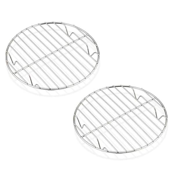 Stainless Steel Round Steaming Baking Cooling Rack Set Multi-Purpose for Air Fryer Pressure Cooker 2-Pack