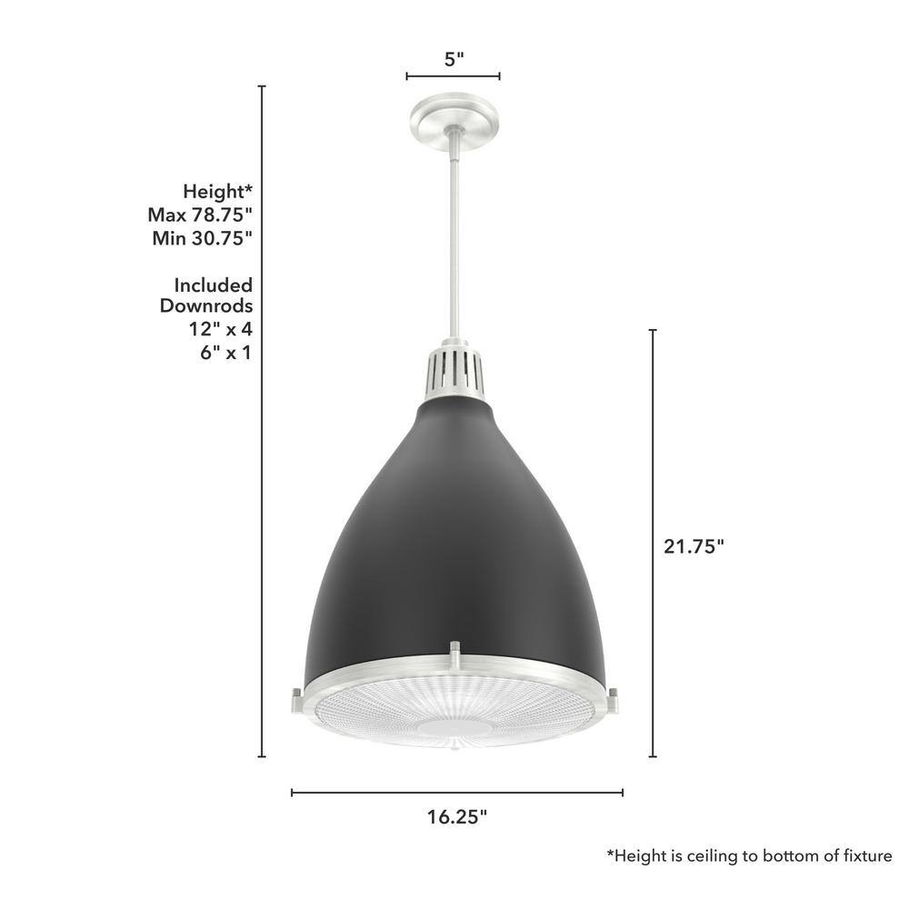 Bluff View Matte Black and Brushed Nickel Glass LED Pendant Light