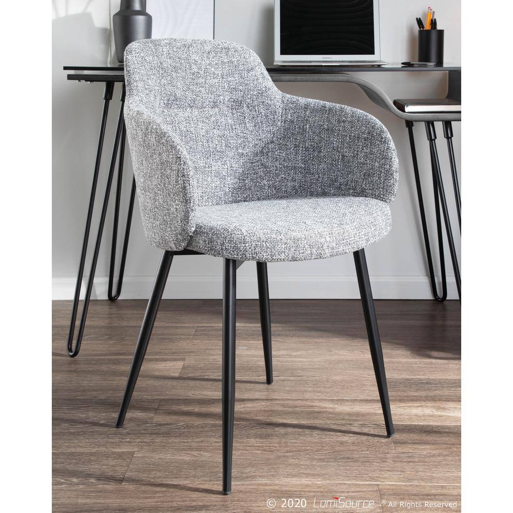 High-Back Boyne Chair with Upholstered Bucket Seat and Black Metal Legs