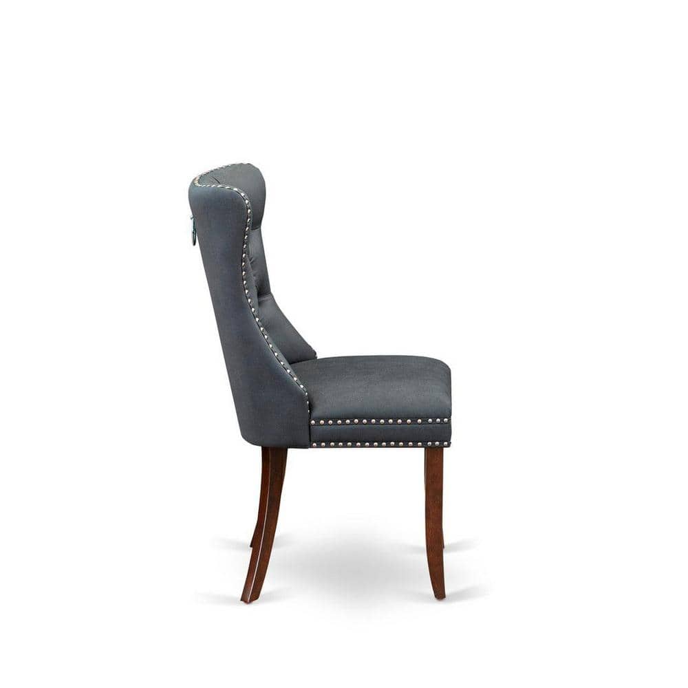 Mahogany Extendable Dining Table Set with Gray Upholstered Chairs