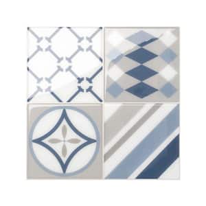 Vintage Gaudi Blue White 9 in. x 9 in. Vinyl Peel and Stick Tile (2.20 sq. ft./4-pack)