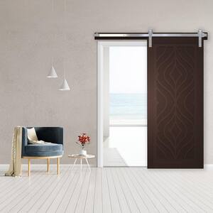 Zaftig Sway 30 in. x 84 in. Sable Wood Sliding Barn Door with Hardware Kit in Stainless Steel
