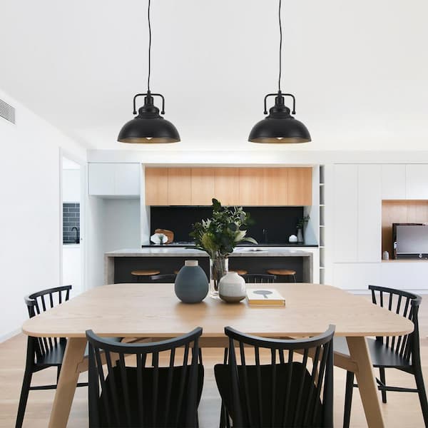 LWYTJO Bonifant 1-Light Matte Black Retro Plug-In Metal Single