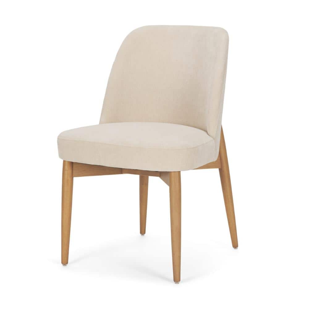Mercana Abbie Curved Back Oatmeal Fabric Dining Side Chair 71247 - The ...