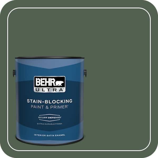BEHR ULTRA 1 gal. #ECC-11-3 Whispering Oaks Extra Durable Satin Enamel Interior Paint & Primer