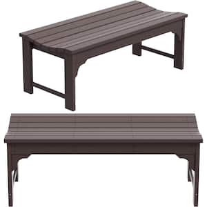 46 in. Brown Outdoor All Weather Resistant Backless Poly Lumber Adirondack Curved Patio Garden Bench