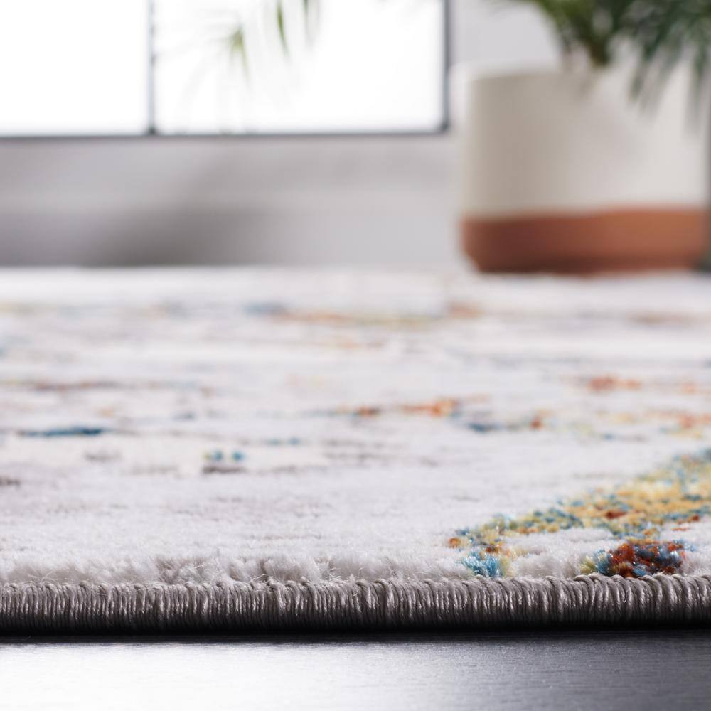 Grey and Blue Gold Abstract Hand-knotted Reversible Rug