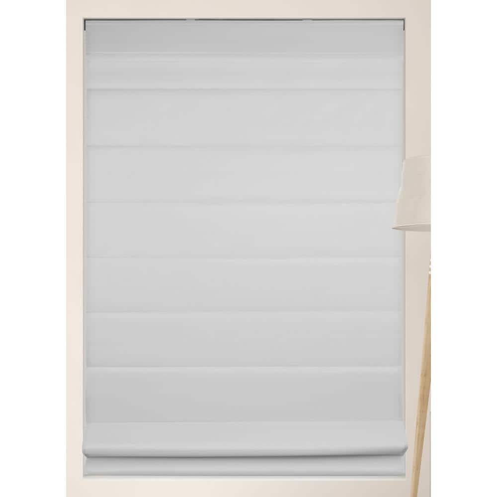 Light Gray Cordless Fabric Roman Shades 22"W x 60"H