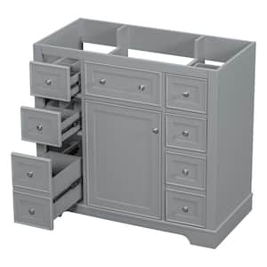 35.6 in. W x 17.9 in. D x 33.4 in. H Bath Vanity Cabinet without Top in Gray