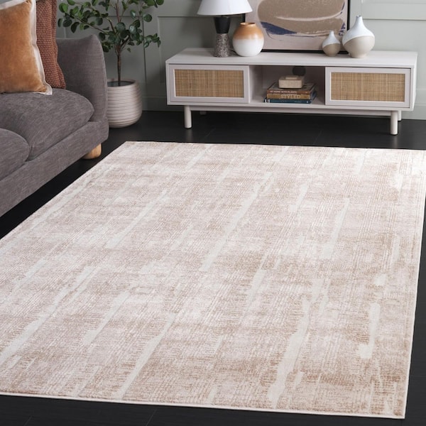 Whisper 9 ft. x 12 ft. Beige/Light Beige Distressed Striped Area Rug