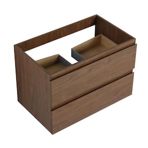 29.31 in. W x 17.94 in. D x 19.69 in. H Floating Bath Vanity Cabinet without Top with 2-Drawers in Brown Oak