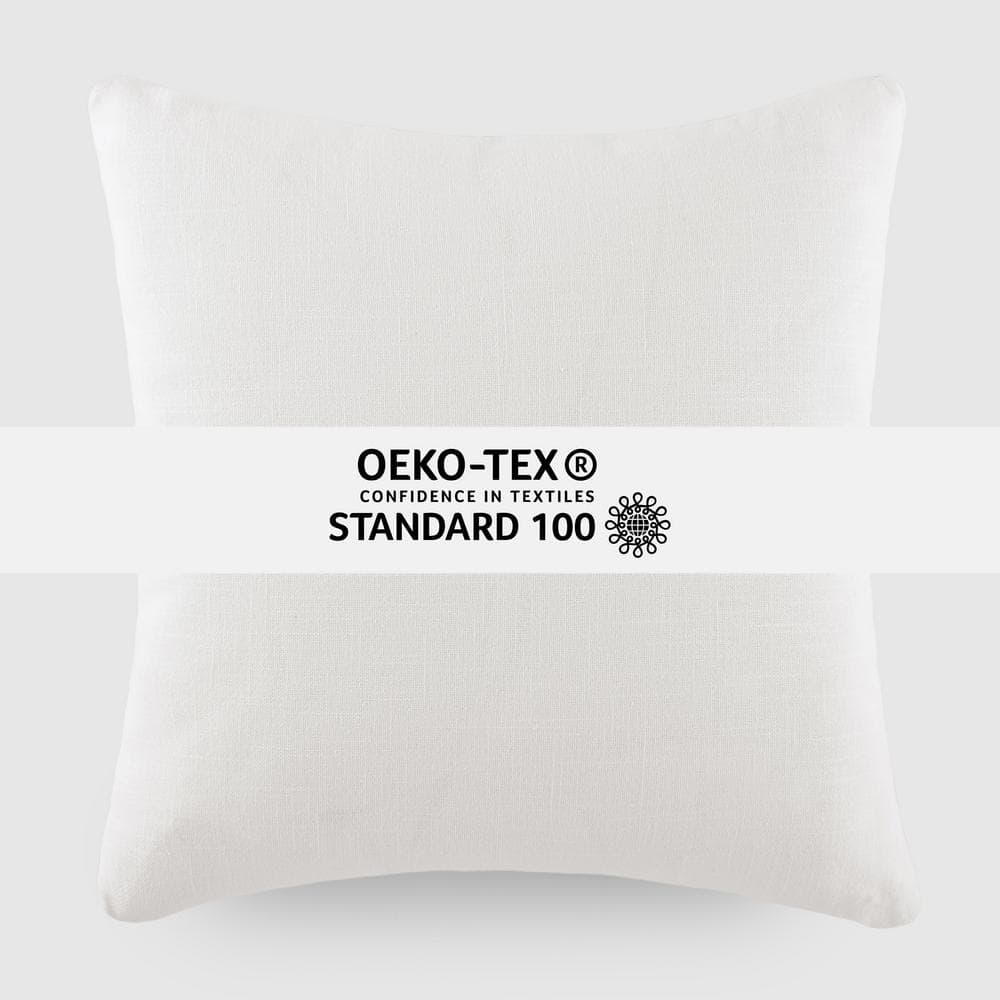 Distressed White Cotton Square Throw Pillow Set