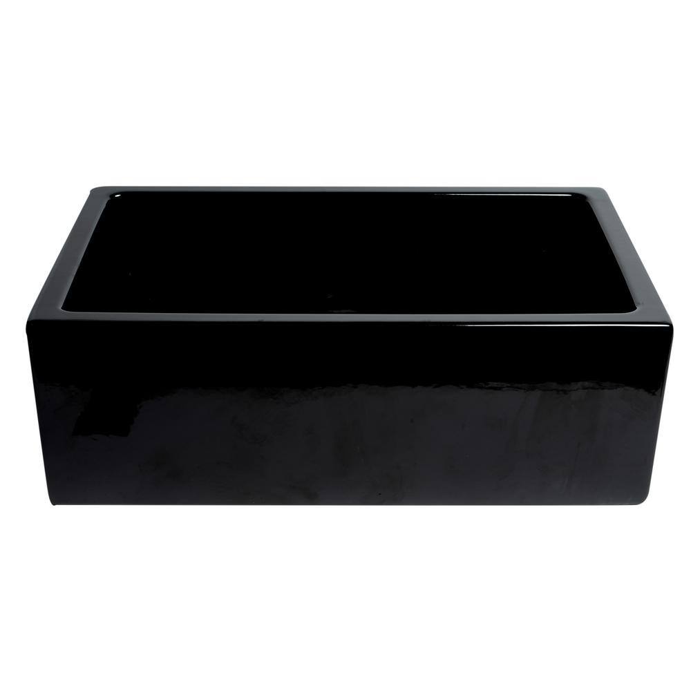 30" Black Gloss Fireclay Farmhouse Drop-in Kitchen Sink